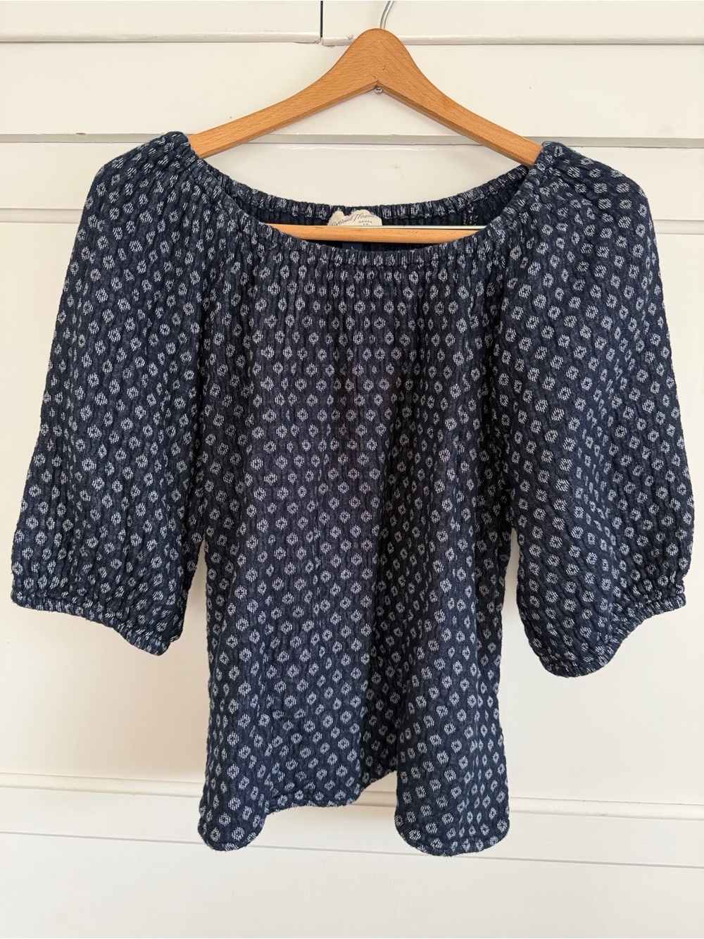 Navy peasant blouse 100% cotton